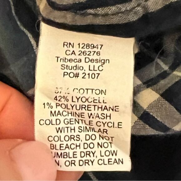 Nili Lotan Vivian Tribeca Design Shirt Navy White Plaid Ruffle Neck Medium - Picture 11 of 12